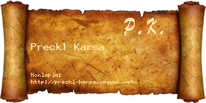 Preckl Karsa névjegykártya